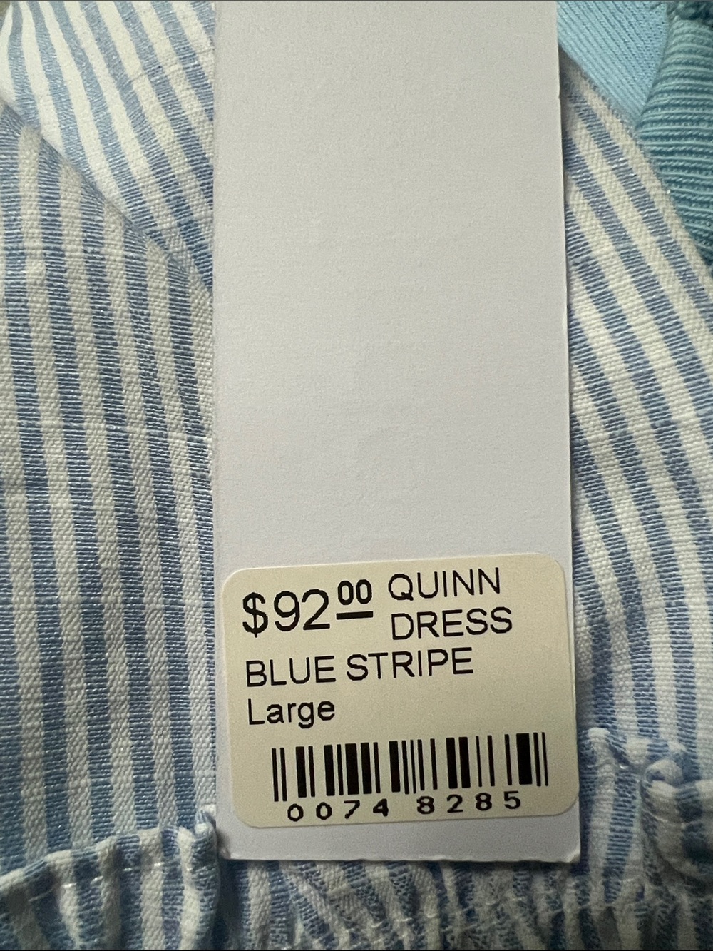 J.Marie Women’s Light Blue & White Striped Tiered Dress with Blue Embroidery - Picture 6 of 6